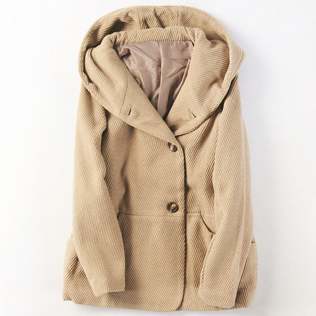 โค้ทฮู้ด เสื้อกันหนาวสักหลาดวูล ทรงPEA COAT แบรนด์ earth Music &Ecology (JAPAN) เทา