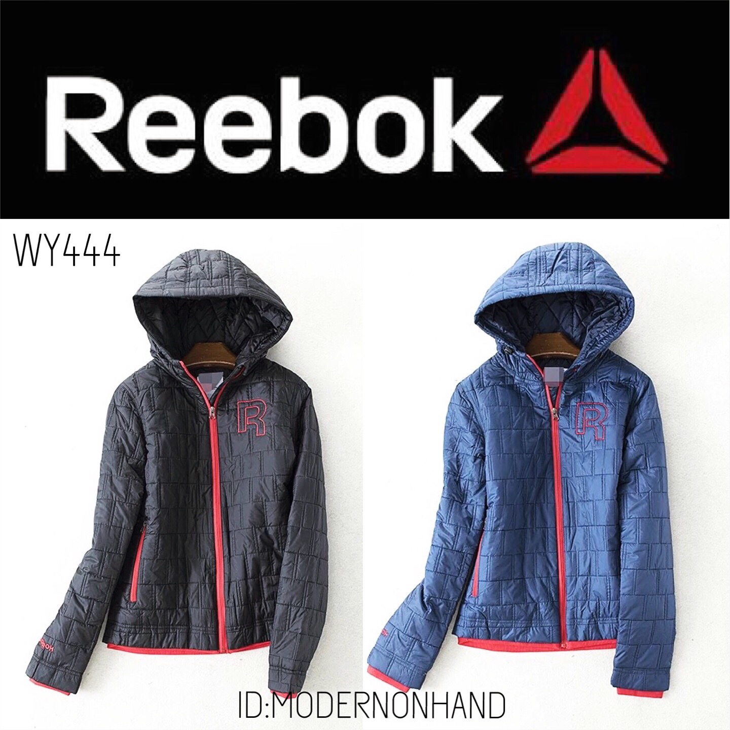 เสื้อกันหนาว เสื้อฮูทกันหนาว Reebok แท้ สีน้ำเงิน แต่งขอบสีแดง สวย เท่ห์ อุ่น มากๆจ้า SIZE S