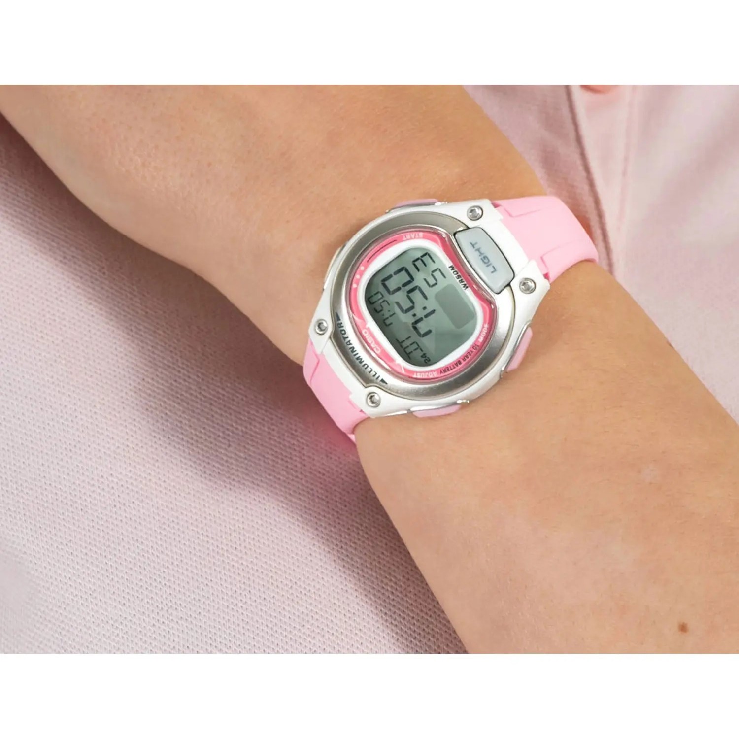 CASIO MID YEAR SALE นาฬิกาคาสิโอ พร้อมส่ง นาฬิกาข้อมือ นาฬิกากันน้ำ นาฬิกาของแท้ BTS ประกันศูนย์ CMG 1 ปี รุ่น LW-203-4A นาฬิกาสีชมพู