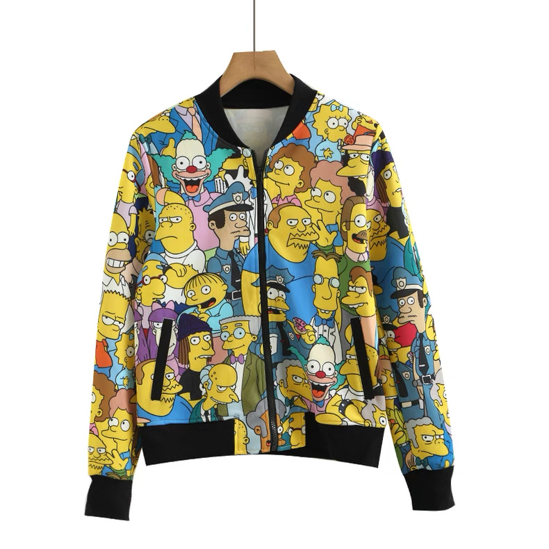 เสื้อแจ็คเก็ต The simpson เดอะซิมป์สันส์ colorful DISNEY GOLF ลายการ์ตูนมิคกี้ งาน DISNEY Golf สำเนา ดำ