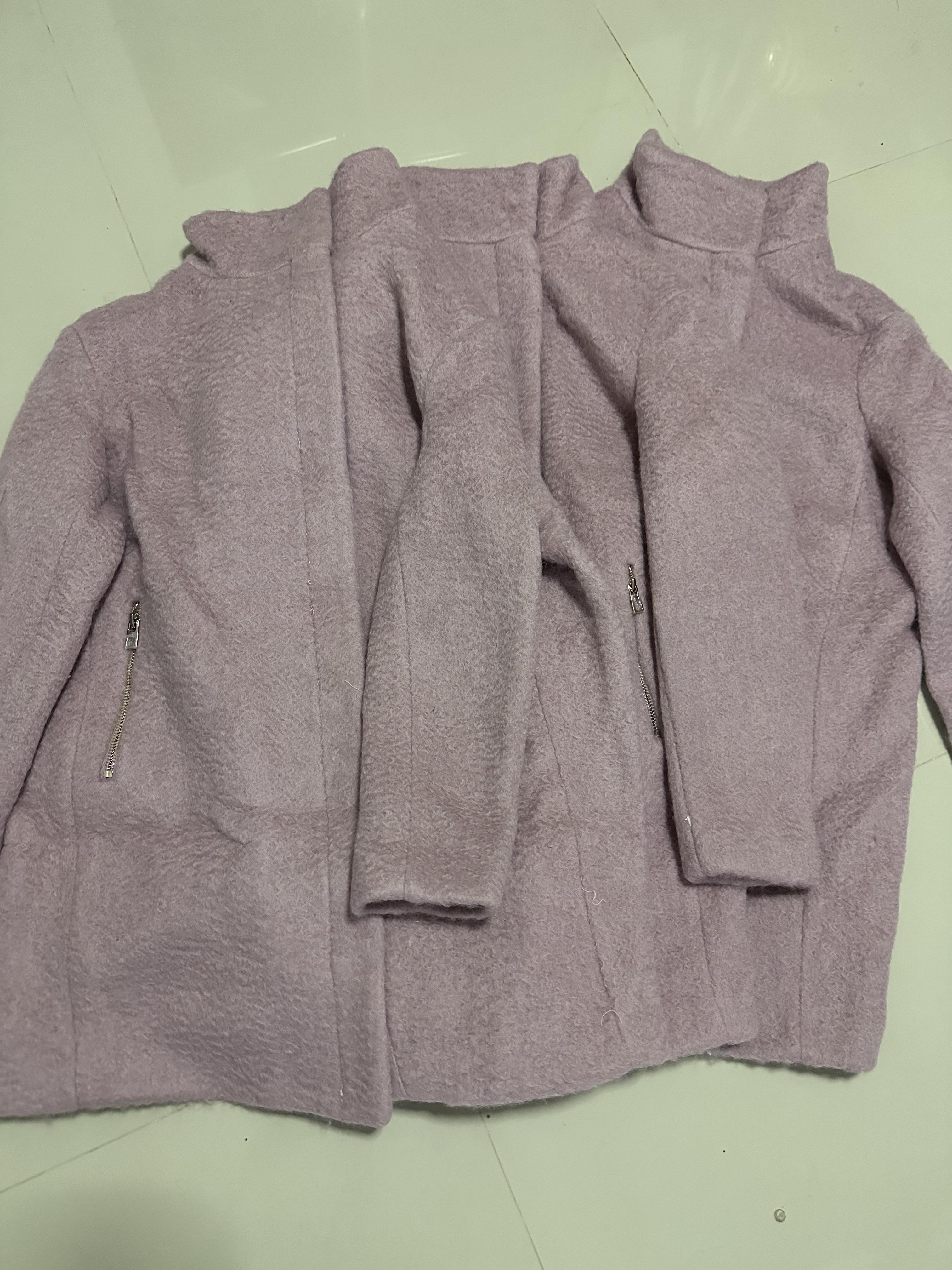 เสื้อโค้ท เสื้อกันหนาว เนื้อผ้าสักหลาด สีม่วงอ่อน แบรนด์ H&M