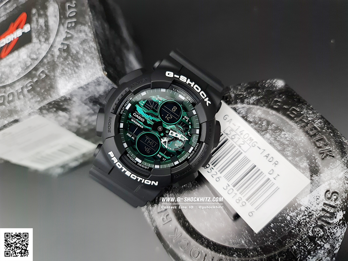 CASIO G-SHOCK นาฬิกาข้อมือ นาฬิกากันน้ำ นาฬิกาของแท้ ประกันศูนย์ CMG 1 ปี รุ่น GA-140MG-1A นาฬิกาสีดำ