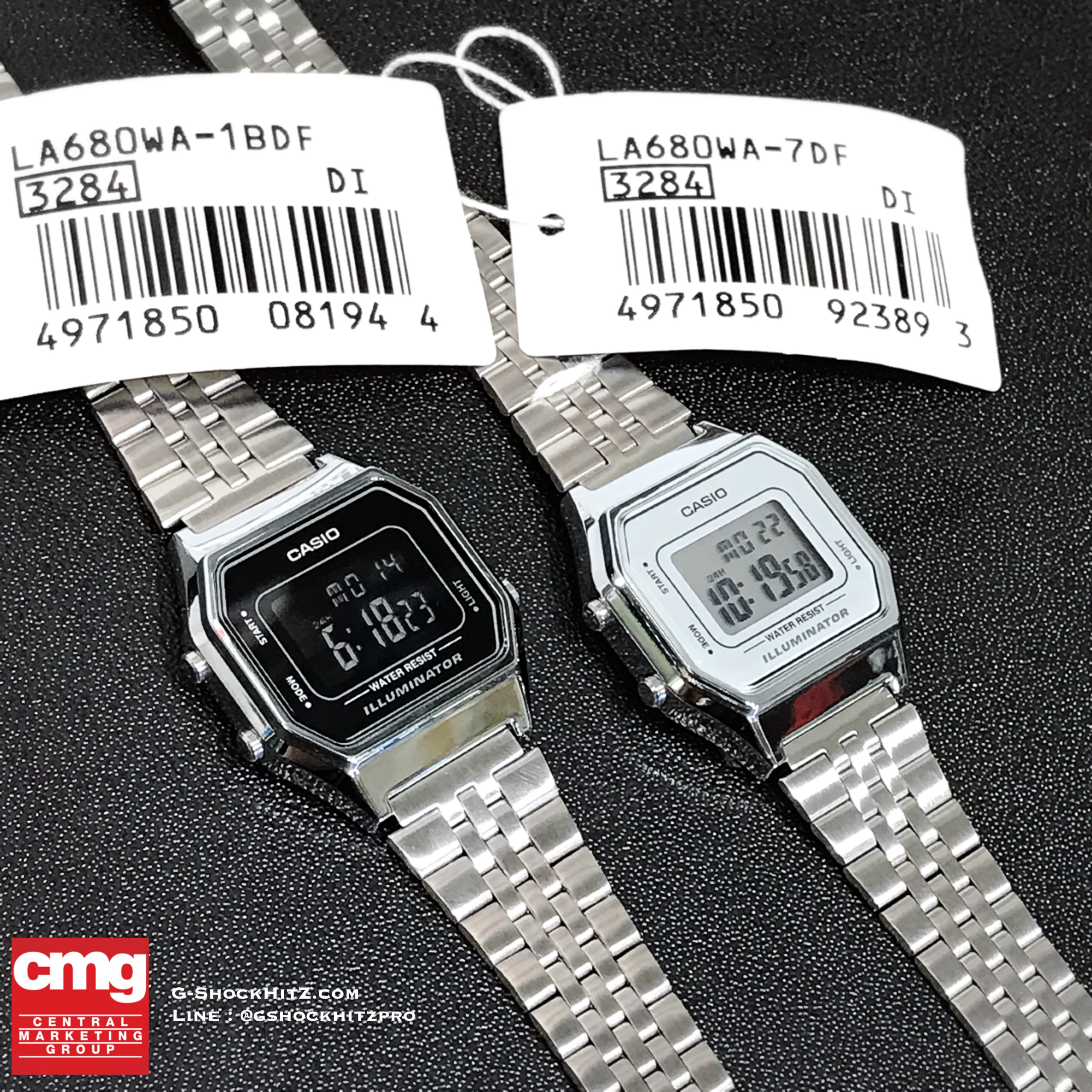 CASIO นาฬิกาคาสิโอ นาฬิกาข้อมือ นาฬิกากันน้ำ นาฬิกาของแท้ ประกันศูนย์ CMG 1 ปี รุ่น LA680WA-7 นาฬิกาสีเงิน