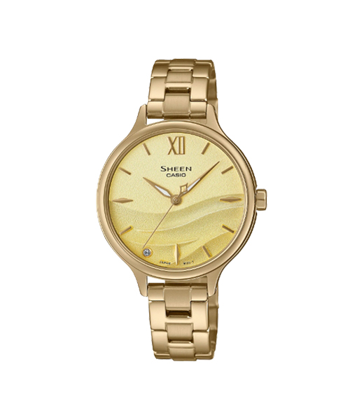 CASIO SHEEN นาฬิกาข้อมือ นาฬิกากันน้ำ นาฬิกาของแท้ ประกันศูนย์ CMG 1 ปี รุ่น SHE-4550G-9A นาฬิกาสีทอง