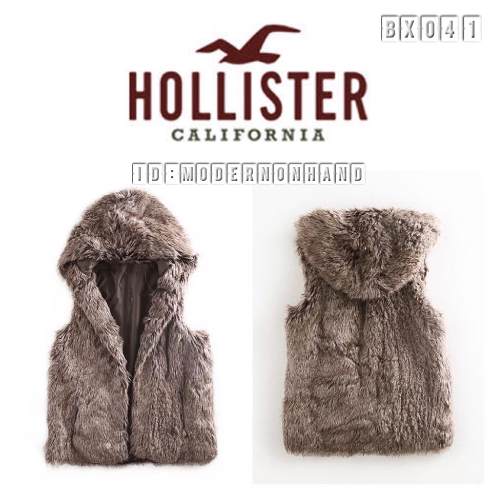 เสื้อกั๊ก กันหนาว หมวกฮูท แต่งขนอุ่น สีน้ำตาล brandname HOLLISTER แท้ 100% เนื้อขนลื่น นุ่มสวยหรู สัมผัสนุ่มสุดๆ ไม่มีปัญหาขนร่วงเลยคะ