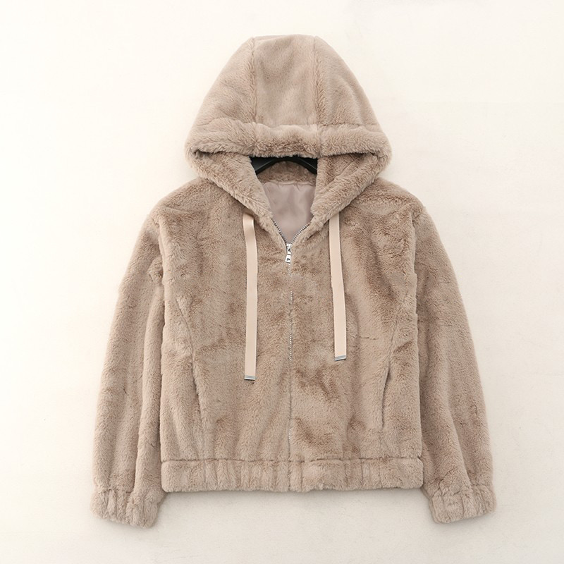 Page one เสื้อเฟอร์กันหนาว หมวกฮู้ด เสื้อขน Fluffy coat แบรนด์ page One ดำ