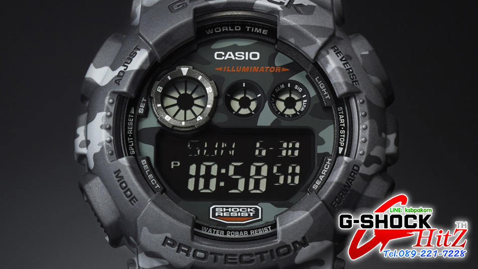 CASIO G-SHOCK นาฬิกาข้อมือ นาฬิกากันน้ำ นาฬิกาของแท้ ประกันศูนย์ CMG 1 ปี รุ่น GD-120CM-8 นาฬิกาสีเทา