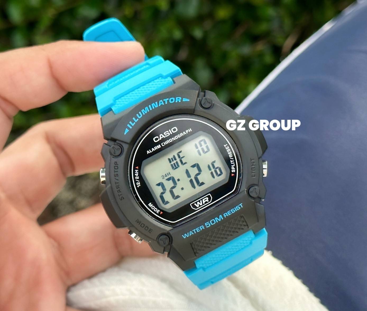 CASIO นาฬิกาคาสิโอ นาฬิกาข้อมือ นาฬิกากันน้ำ นาฬิกาของแท้ ประกันศูนย์ CMG 1 ปี รุ่น W-219H-2A2 นาฬิกาสีฟ้า