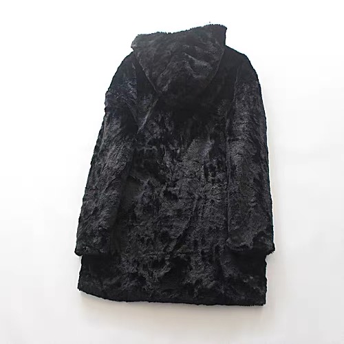 pepco เสื้อเฟอร์กันหนาว หมวกฮู้ด เสื้อขน FLUFFY Coat แบรนด์ PEPCO ดำ / เบจ