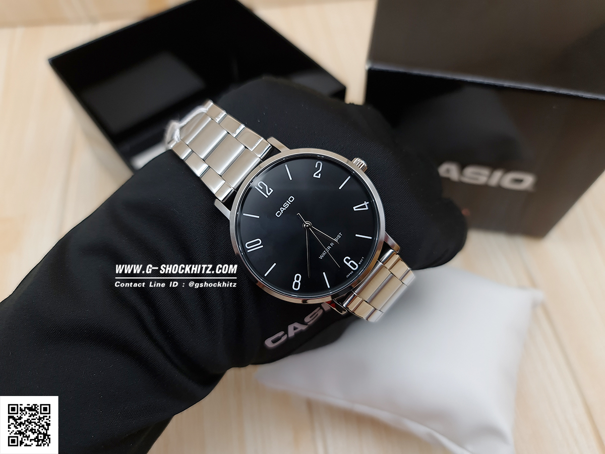 CASIO นาฬิกาคาสิโอ นาฬิกาข้อมือ นาฬิกากันน้ำ นาฬิกาของแท้ ประกันศูนย์ CMG 1 ปี รุ่น MTP-VT01D-1B2 นาฬิกาสีเงิน