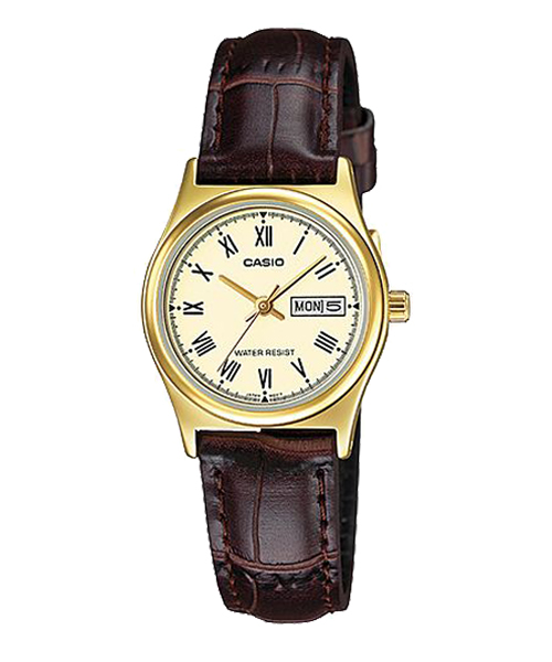 CASIO นาฬิกาคาสิโอ นาฬิกาข้อมือ นาฬิกากันน้ำ นาฬิกาของแท้ ประกันศูนย์ CMG 1 ปี รุ่น LTP-V006GL-9B นาฬิกาสีน้ำตาล