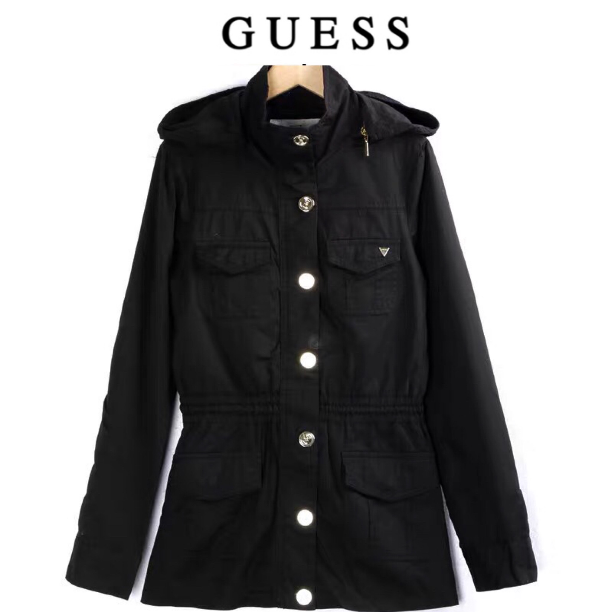 Guess เสื้อนอกเขียวทหาร เสื้อแจ็คเก็ต เสื้อฮู้ด แนวทหาร แพทเทินสวย เท่ห์ มาก แบรนด์ GUESS เขียว