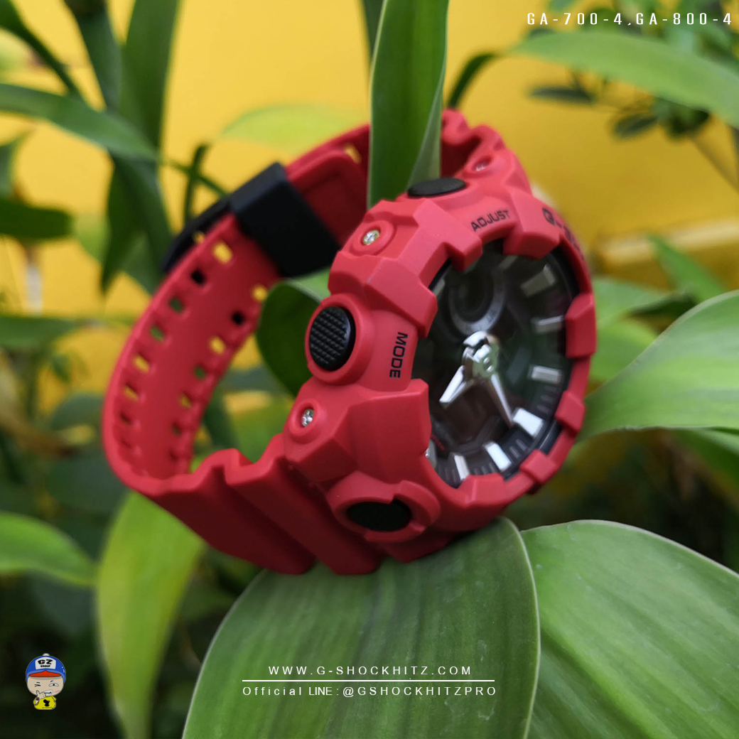 CASIO G-SHOCK นาฬิกาข้อมือ นาฬิกากันน้ำ นาฬิกาของแท้ ประกันศูนย์ CMG 1 ปี รุ่น GA-700-4 / GA-800-4 นาฬิกาสีแดง