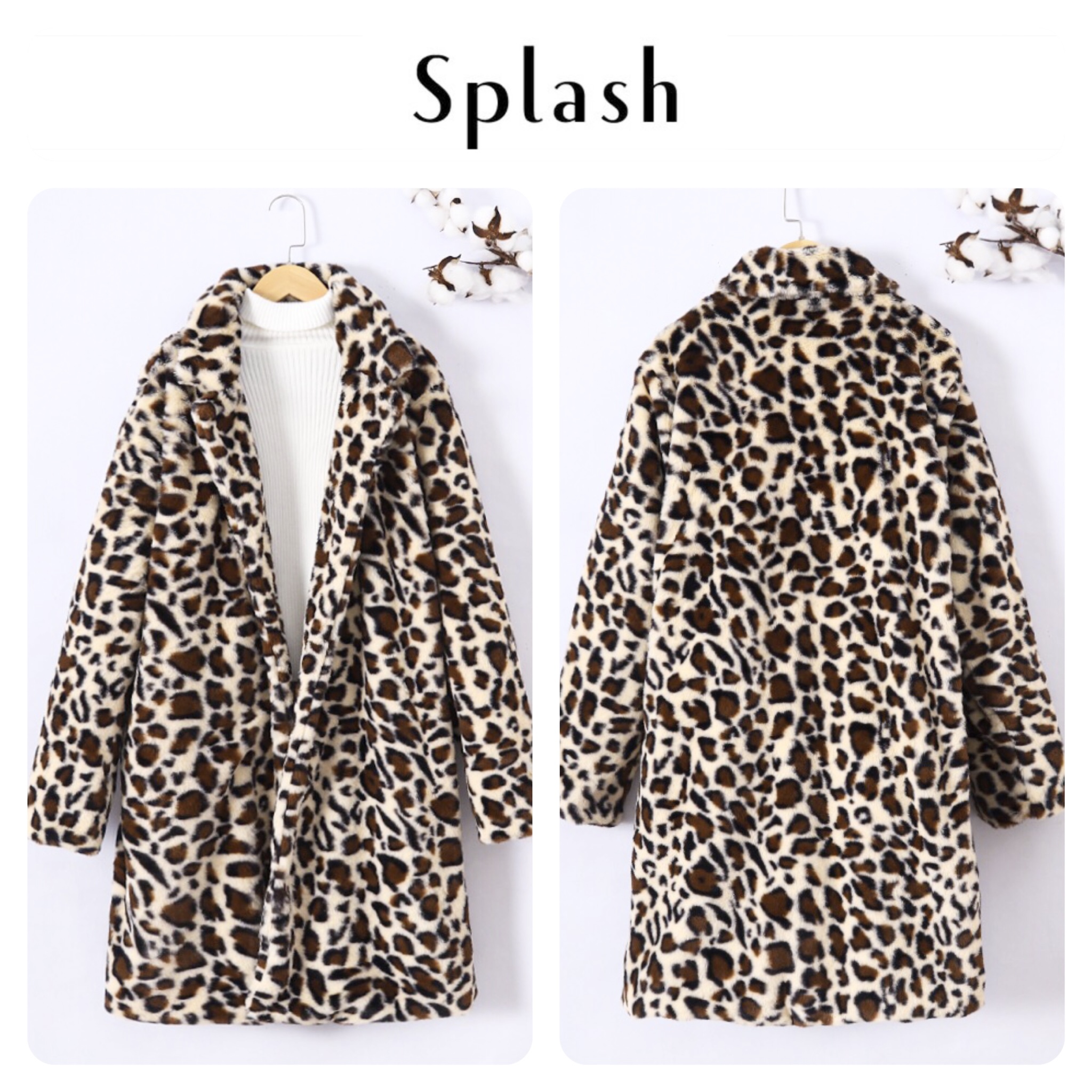 Splash เสื้อโค้ทเฟอร์ ลายเสือ กันหนาว เสื้อขนเฟอร์ ลายเสือ แบรนด์ SPLASH เนื้อขนนุ่มละเอียด นิ่มมากค่ะแบรนด์ สำเนา สำเนา ลายเสือ