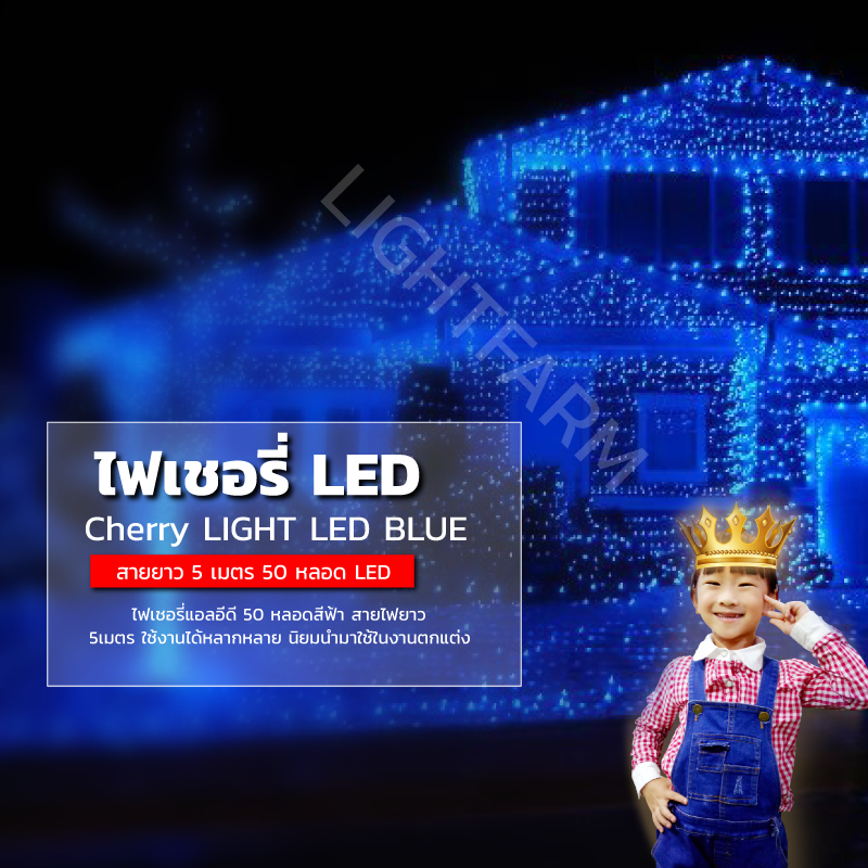 ไฟเชอรี่สีฟ้า ไฟเชอรี่LED ไฟประดับตกแต่งตามงานเทศการต่างๆ