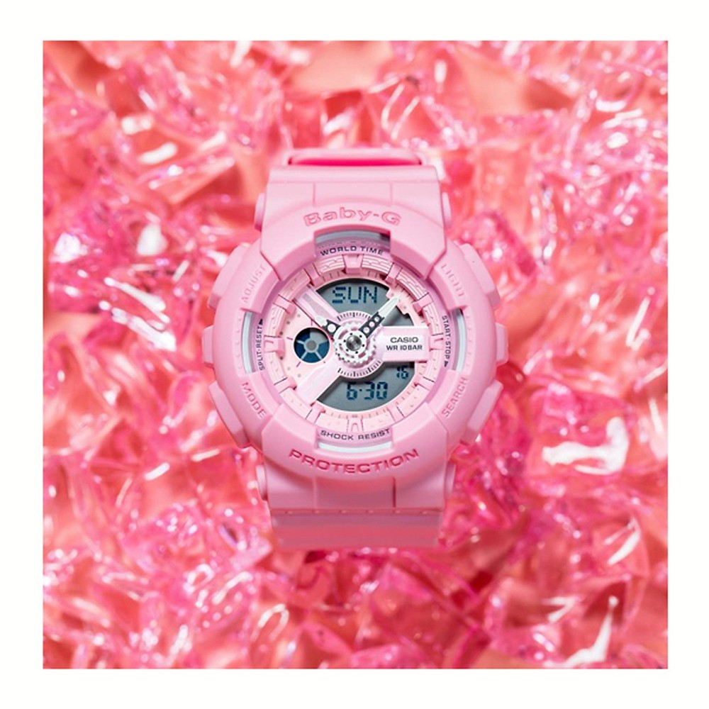 CASIO MID YEAR SALE BABY-G พร้อมส่ง นาฬิกาข้อมือ นาฬิกากันน้ำ นาฬิกาของแท้ ประกันศูนย์ CMG 1 ปี รุ่น BA-110-4A1 นาฬิกาสีชมพู
