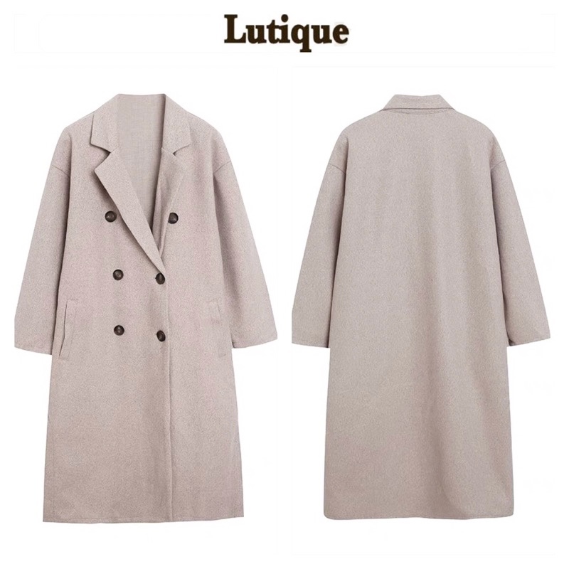 Lutique เสื้อโค้ทวูล Trench coat เสื้อโค้ทเฟอร์ โค้ทสักหลาดสีเบจ แบรนด์ LUTIQUE