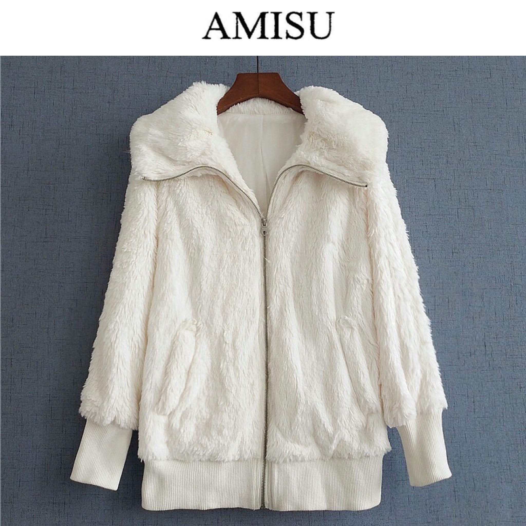 เสื้อคลุม เสื้อนอก กันหนาว ขนสีขาว แต่งแขน จัมพ์ Amisuงานญี่ปุ่น Size M/L