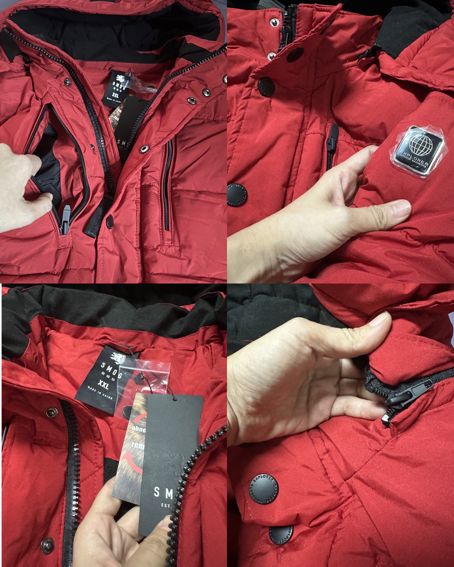 เสื้อกันหนาว เสื้อฮู้ดเฟอร์ บุนวมอุ่น สีขาว แบรนด์ SMOG (padded puffer coat ขาว