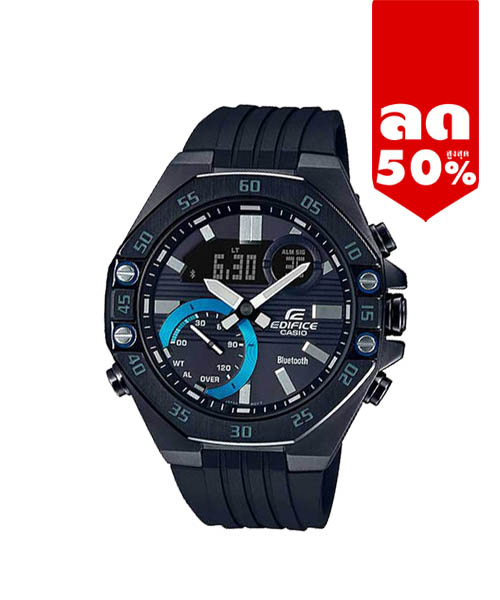 CASIO EDIFICE นาฬิกาข้อมือ นาฬิกากันน้ำ นาฬิกาของแท้ ประกันศูนย์ CMG 1 ปี รุ่น ECB-10PB-1A นาฬิกาสีดำ