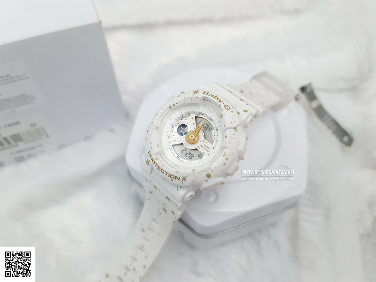 CASIO BABY-G นาฬิกาข้อมือ นาฬิกากันน้ำ นาฬิกาของแท้ ประกันศูนย์ CMG 1 ปี รุ่น BA-110ST-7A นาฬิกาสีขาว