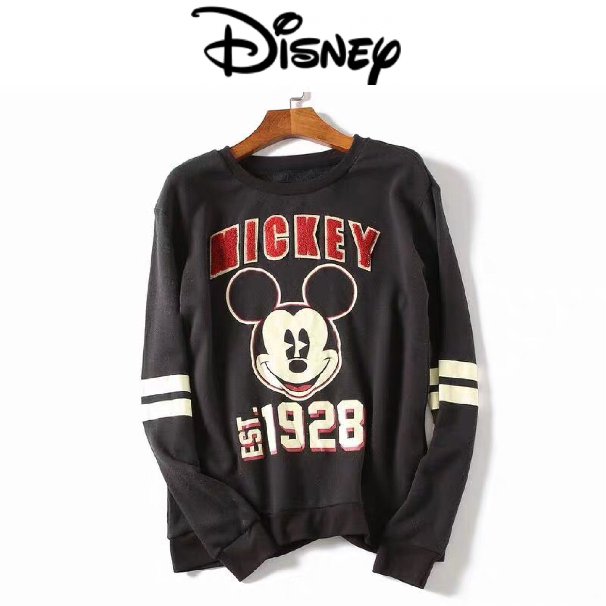 Disney เสื้อวอร์ม เสื้อแขนยาว ลายMicky mouse งานDISNEY แท้ สวยมากคะ ดำ
