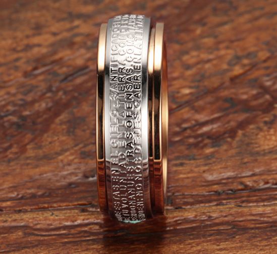 แหวนผู้ชาย แหวนเงิน ตัดขอบ ทอง Rose gold ดำ แกะลาย อักษร อังกฤษ ไม้กางเขน แหวนฝังแม่เหล็ก ปรับสมดุล 259922