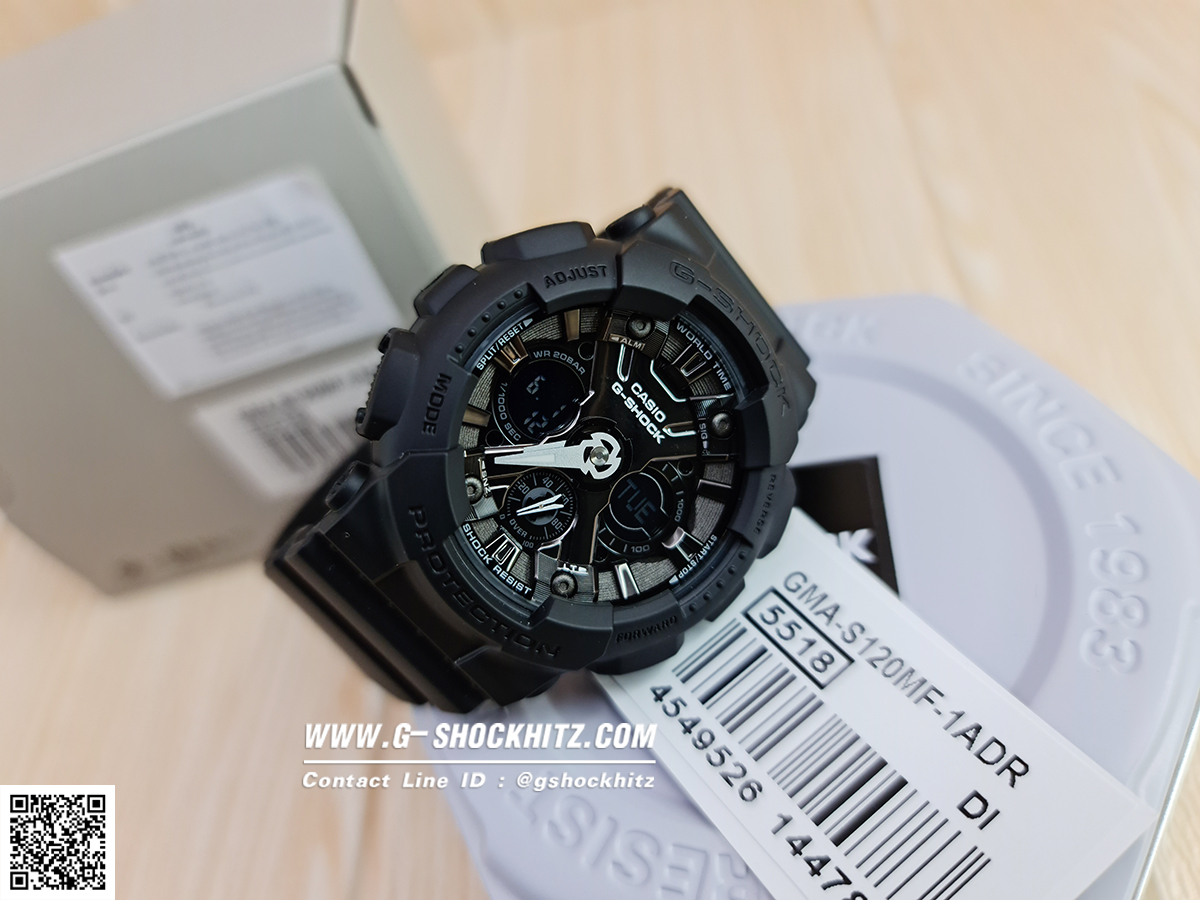CASIO G-SHOCK นาฬิกาข้อมือ นาฬิกากันน้ำ นาฬิกาของแท้ ประกันศูนย์ CMG 1 ปี รุ่น GMA-S120MF-1A นาฬิกาสีดำ