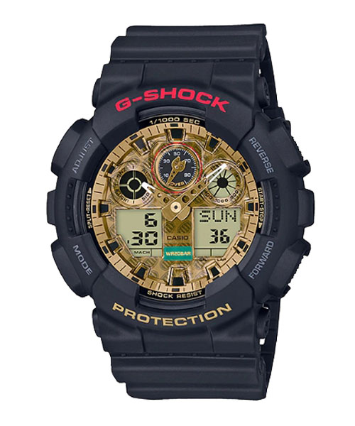 CASIO G-SHOCK นาฬิกาข้อมือ นาฬิกากันน้ำ นาฬิกาของแท้ ประกันศูนย์ CMG 1 ปี รุ่น GA-100TMN-1A นาฬิกาสีดำ