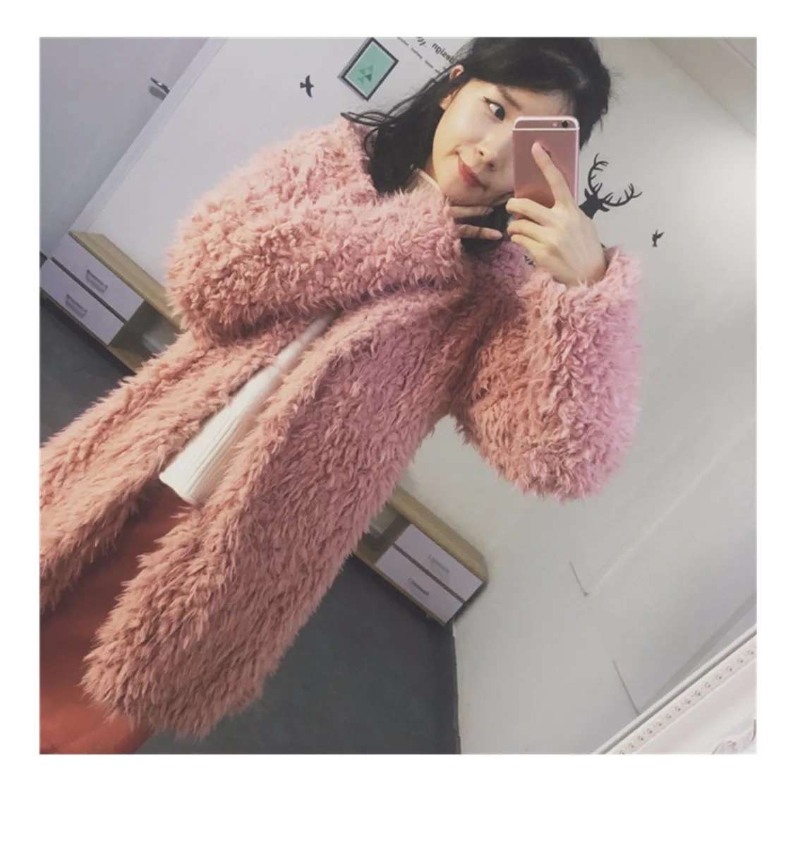 Ichi เสื้อคลุม ขน fluffy coat สีชมพูอ่อน เสื้อกันหนาวแต่งขนสีขาว แบรนด์เนม ICHI JAPAN แท้ 100% แพทเทินสวย หรู มากคะ Size S/M ชมพู