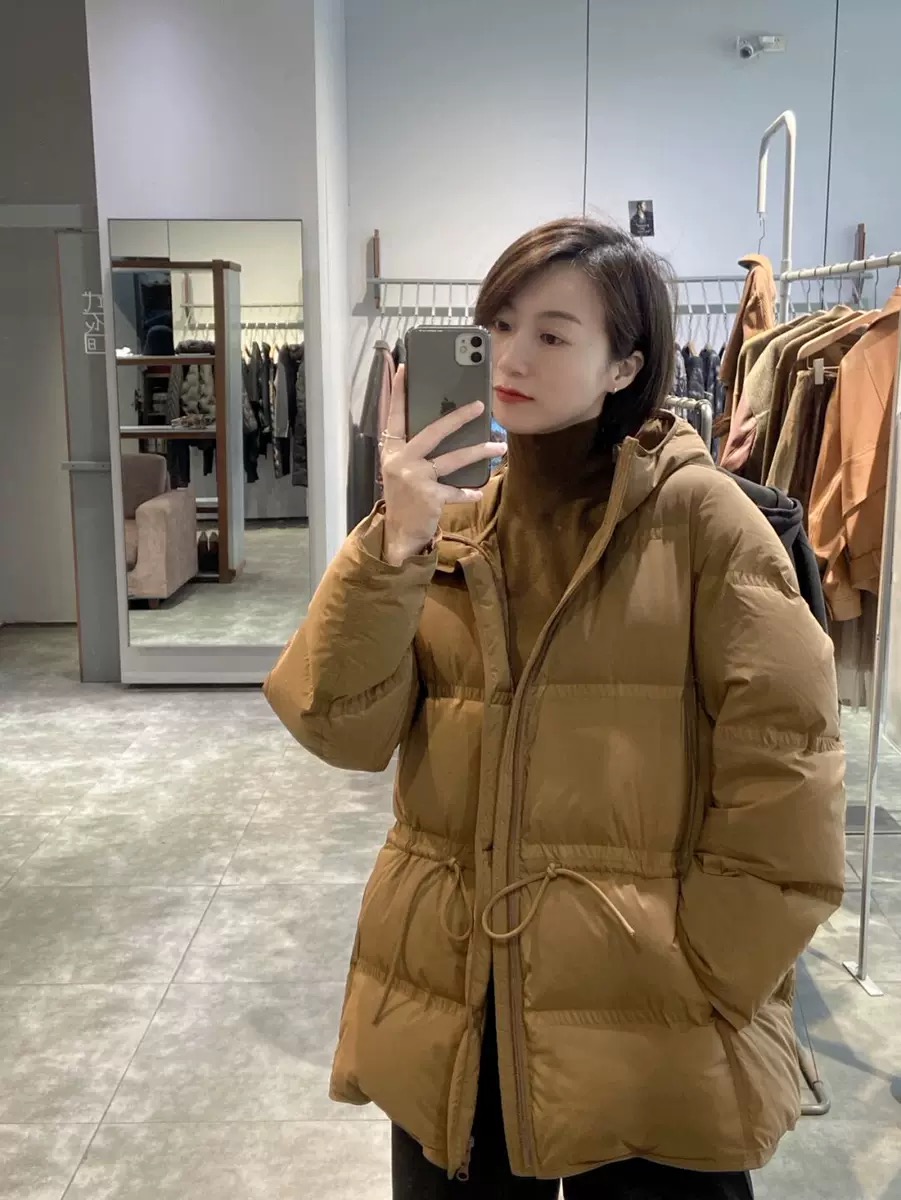 เสื้อกันหนาว เสื้อฮู้ดเฟอร์ บุนวมอุ่น สีนู้ดส้ม แบรนด์ Cranberry jeans (padded puffer coat สำเนา