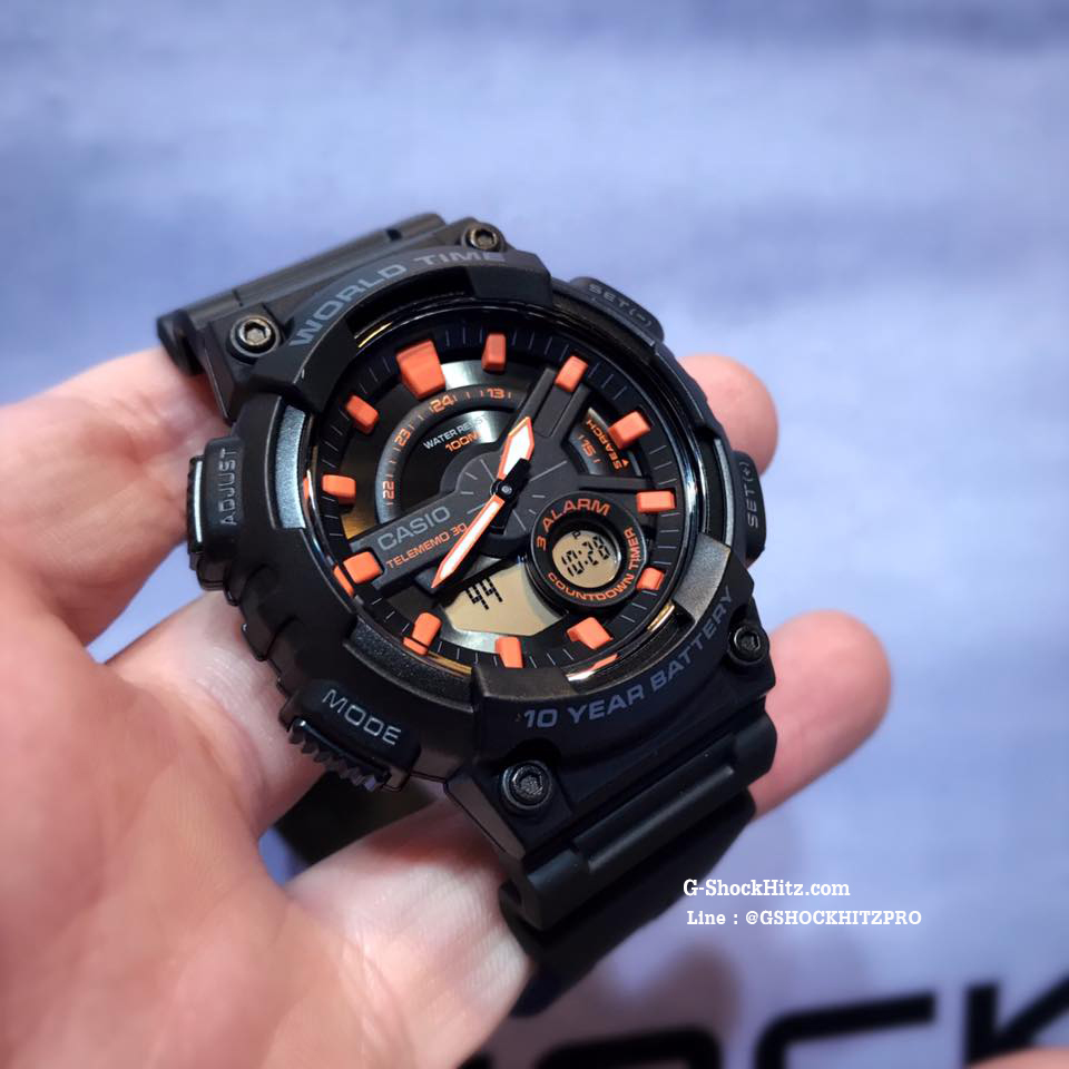 CASIO นาฬิกาคาสิโอ นาฬิกาข้อมือ นาฬิกากันน้ำ นาฬิกาของแท้ ประกันศูนย์ CMG 1 ปี รุ่น AEQ-110W-1A2 นาฬิกาสีดำ