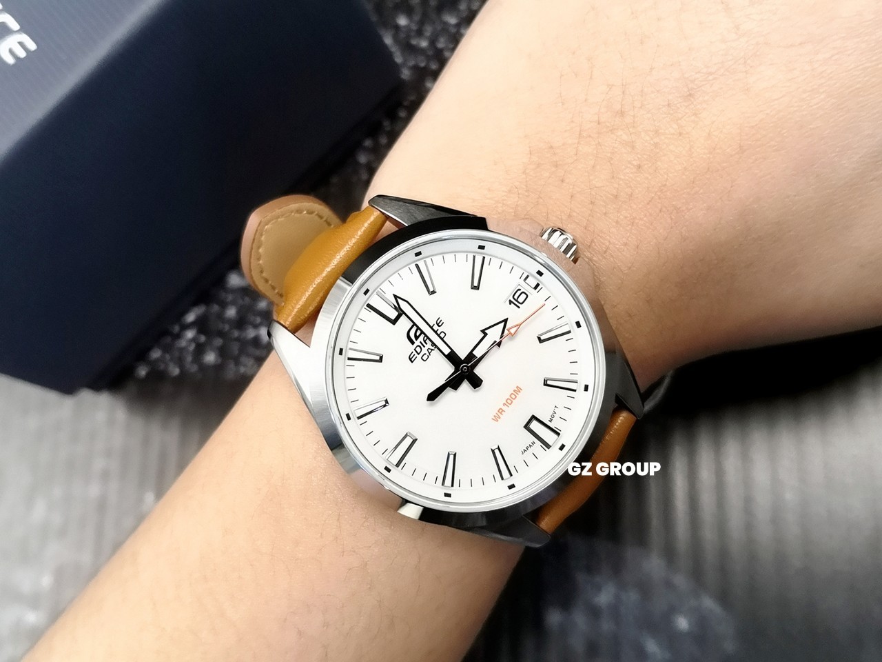 CASIO MID YEAR SALE EDIFICE พร้อมส่ง นาฬิกาข้อมือ นาฬิกากันน้ำ นาฬิกาของแท้ ประกันศูนย์ CMG 1 ปี รุ่น EFV-100L-7A นาฬิกาสีน้ำตาล
