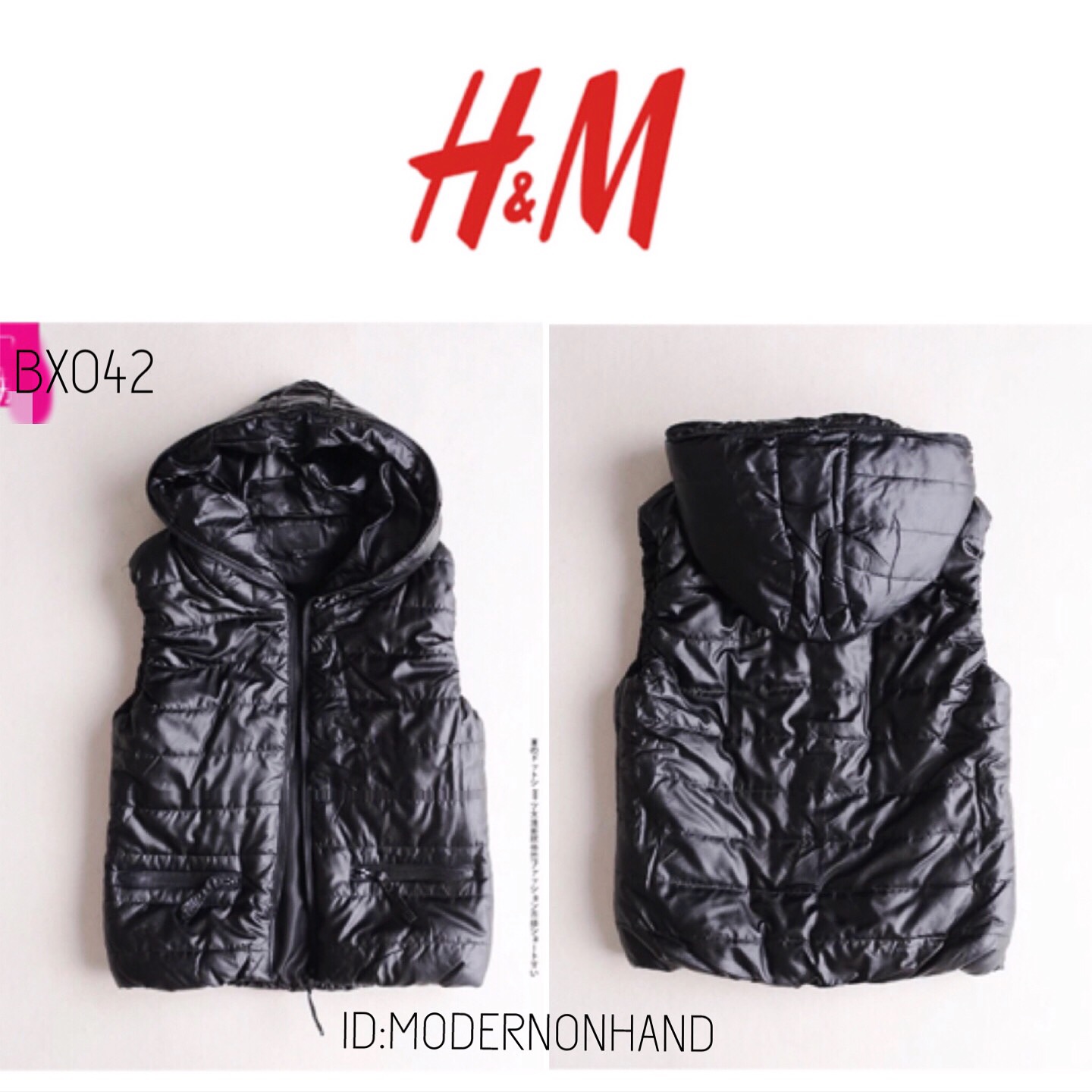 เสื้อกั๊กกันหนาว เสื้อกั๊กบุนวมอุ่นสีดำ แบรนด์เนม H&M แท้ 100% คะ Size L/XL
