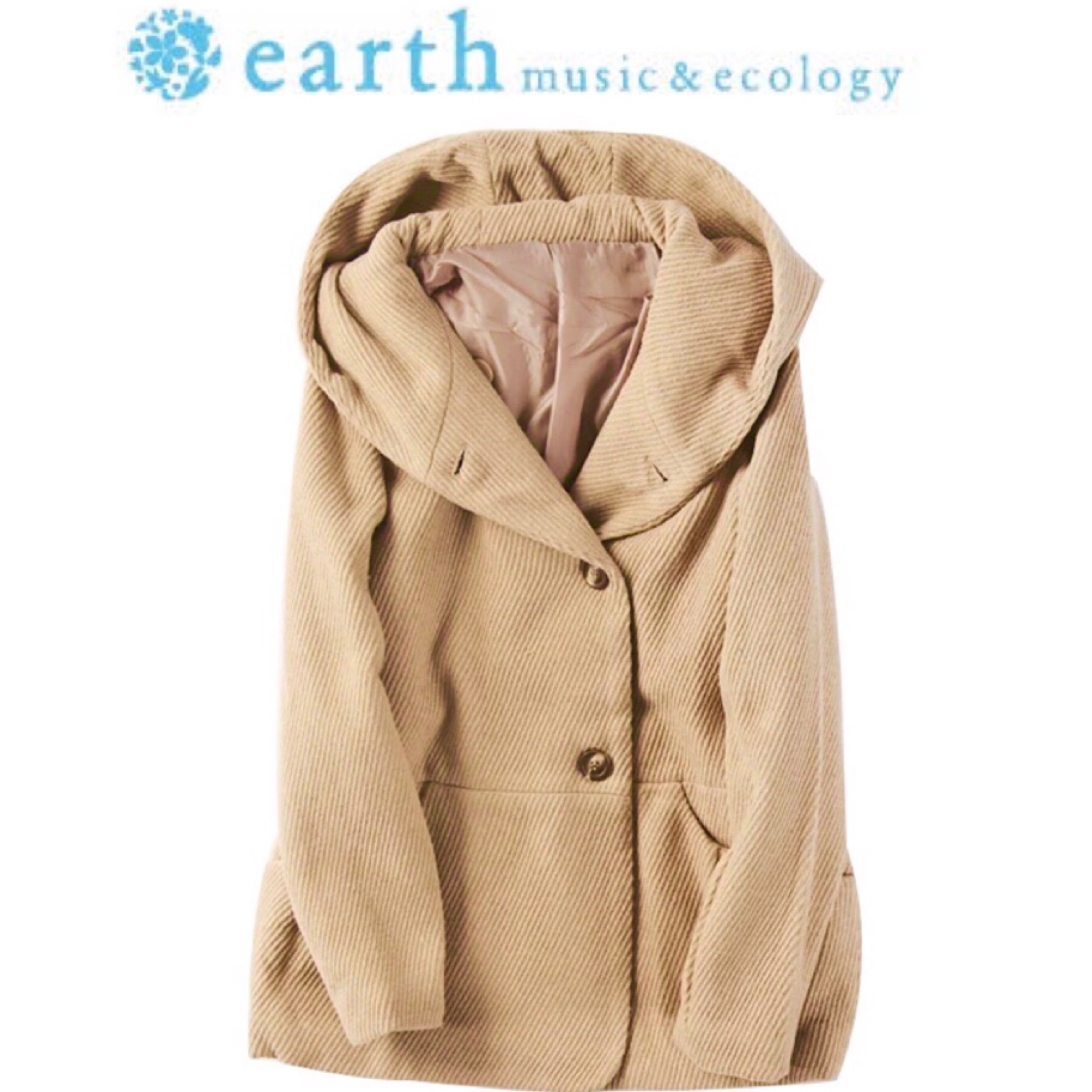 โค้ทฮู้ด เสื้อกันหนาวสักหลาดวูล ทรงPEA COAT แบรนด์ earth Music &Ecology (JAPAN) เทา