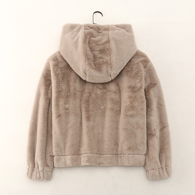 Page one เสื้อเฟอร์กันหนาว หมวกฮู้ด เสื้อขน Fluffy coat แบรนด์ page One ดำ