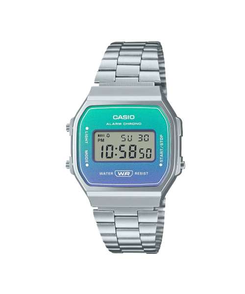 CASIO EDIFICE นาฬิกาข้อมือ นาฬิกากันน้ำ นาฬิกาของแท้ ประกันศูนย์ CMG 1 ปี รุ่น A168WER-2A นาฬิกาสีเงิน