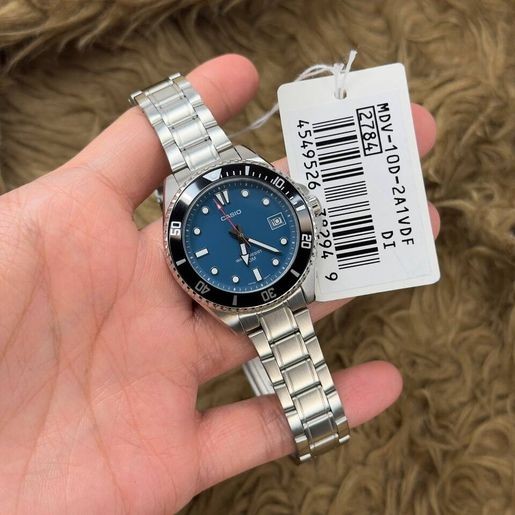 CASIO MID YEAR SALE นาฬิกาคาสิโอ พร้อมส่ง นาฬิกาข้อมือ นาฬิกากันน้ำ นาฬิกาของแท้ BTS ประกันศูนย์ CMG 1 ปี รุ่น MDV-10D-2A1 นาฬิกาสีเงิน