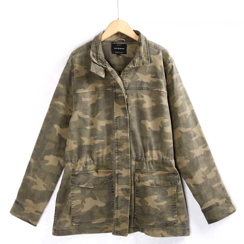 LUCKY BRAND เสื้อนอกเขียวทหาร เสื้อแจ็คเก็ต แนวทหาร แพทเทิน Lucky brandสวย เท่ห์ มาก แบรนด์ In extenso สำเนา เขียว