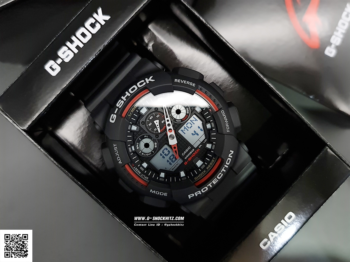 CASIO G-SHOCK นาฬิกาข้อมือ นาฬิกากันน้ำ นาฬิกาของแท้ ประกันศูนย์ CMG 1 ปี รุ่น GA-100-1A4 นาฬิกาสีดำ
