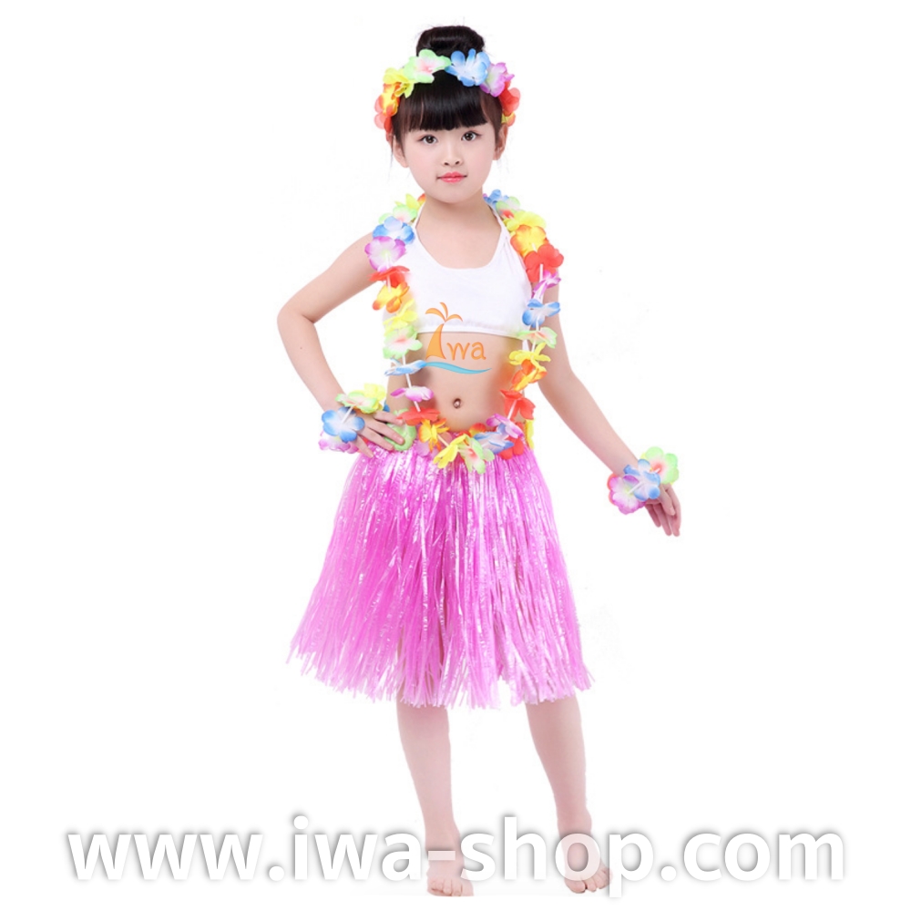 ชมพู 40 cm ชุดกระโปรงฟางเด็ก หนาพิเศษ พร้อมเซตพวงมาลัยรุ้งเล็ก กระโปรงฟางอย่างดี ชุดเต้นเด็กฮาวาย กระโปรงเชือกฟางฟูๆ ชุดฮาวายเชือกปอฟาง
