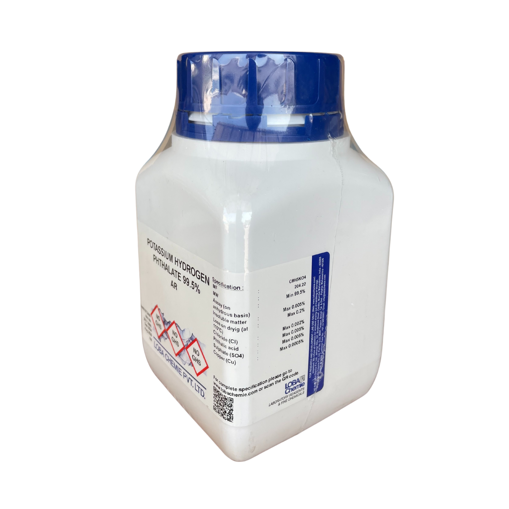 Potassium Hydrogen Phthalate 99.5%, AR 500 g. Loba Chemie™