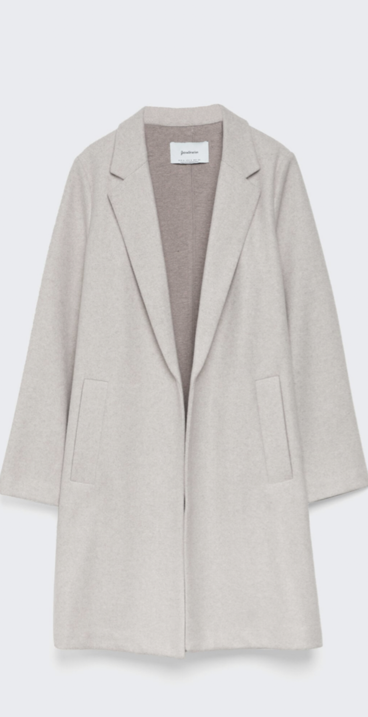 เสื้อโค้ท เสื้อโค้ทกันหนาว โค้ทวูล tailored knot coat สีเบจ แบรนด์ STRADIVARIUS สำเนา