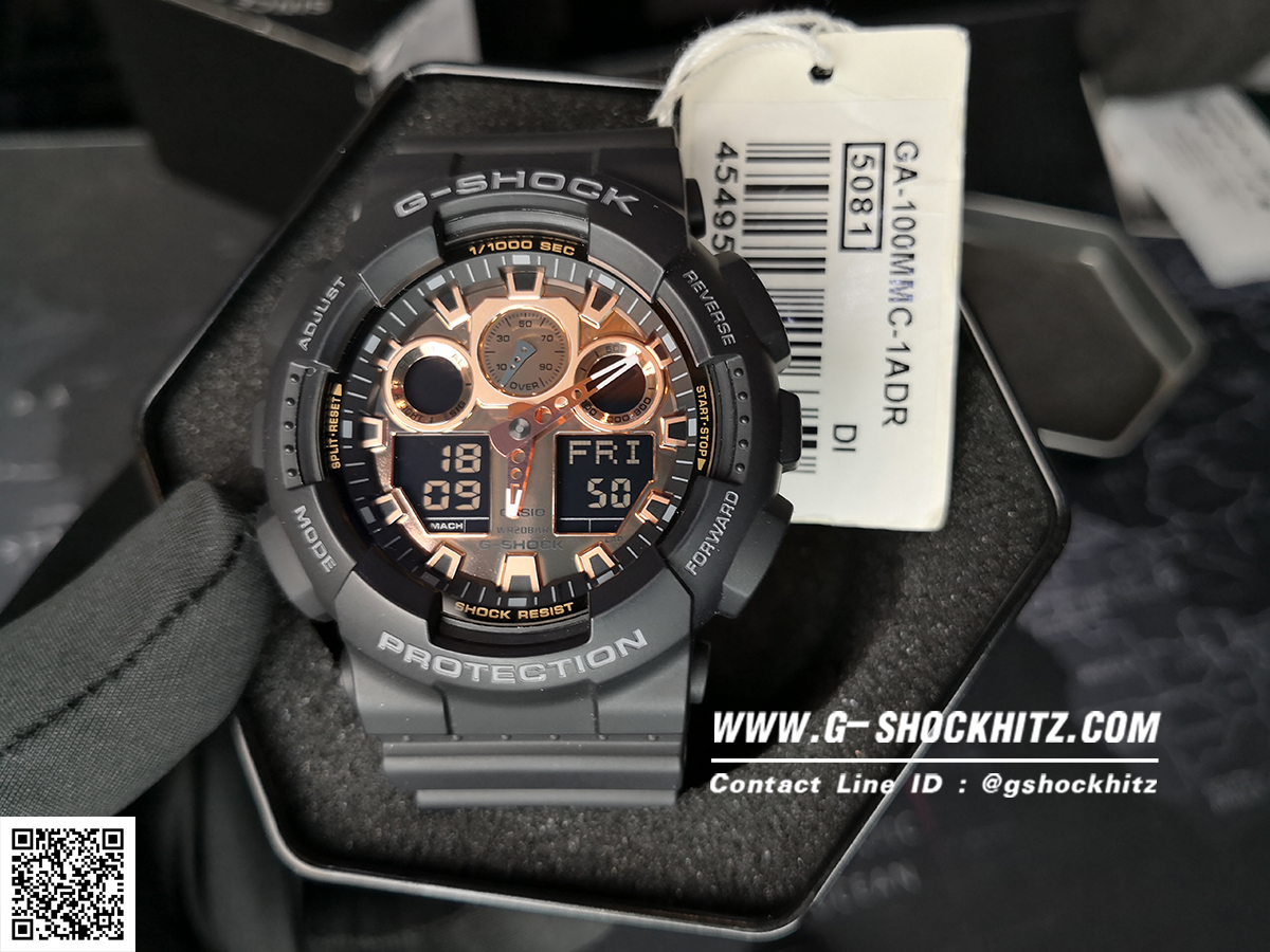 CASIO G-SHOCK นาฬิกาข้อมือ นาฬิกากันน้ำ นาฬิกาของแท้ ประกันศูนย์ CMG 1 ปี รุ่น GA-100MMC-1A นาฬิกาสีดำ