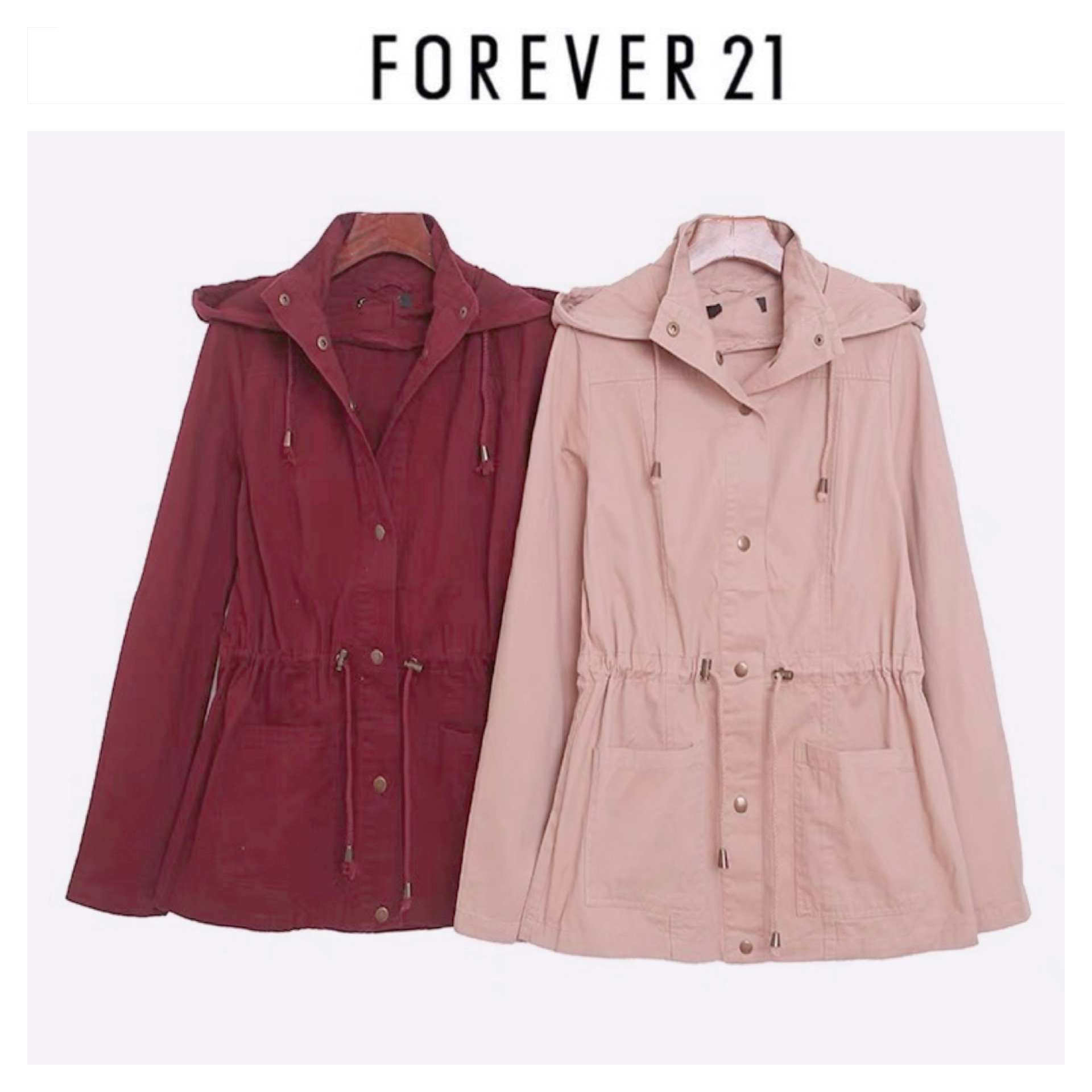 เสื้อฮู้ด เสื้อแจ็คเก็ต เสื้อแจ็คเก็ต ผู้หญิง สีเขียวทหาร แบรนด์ Forever21 เนื้อผ้า Cotton สำเนา สำเนา สำเนา เทา