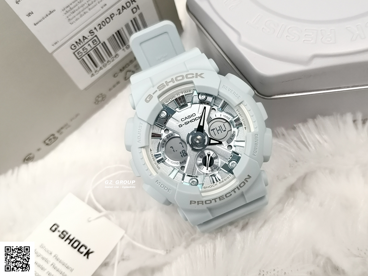 CASIO G-SHOCK นาฬิกาข้อมือ นาฬิกากันน้ำ นาฬิกาของแท้ ประกันศูนย์ CMG 1 ปี รุ่น GMA-S120DP-2A นาฬิกาสีฟ้้้า