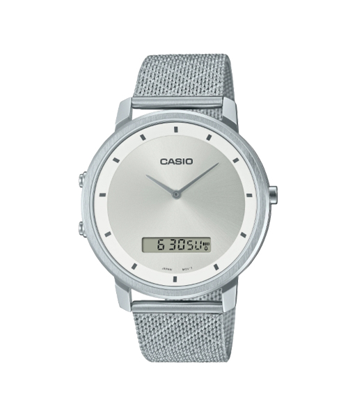 CASIO นาฬิกาคาสิโอ นาฬิกาข้อมือ นาฬิกากันน้ำ นาฬิกาของแท้ ประกันศูนย์ CMG 1 ปี รุ่น MTP-B200M-7E นาฬิกาสีเงิน