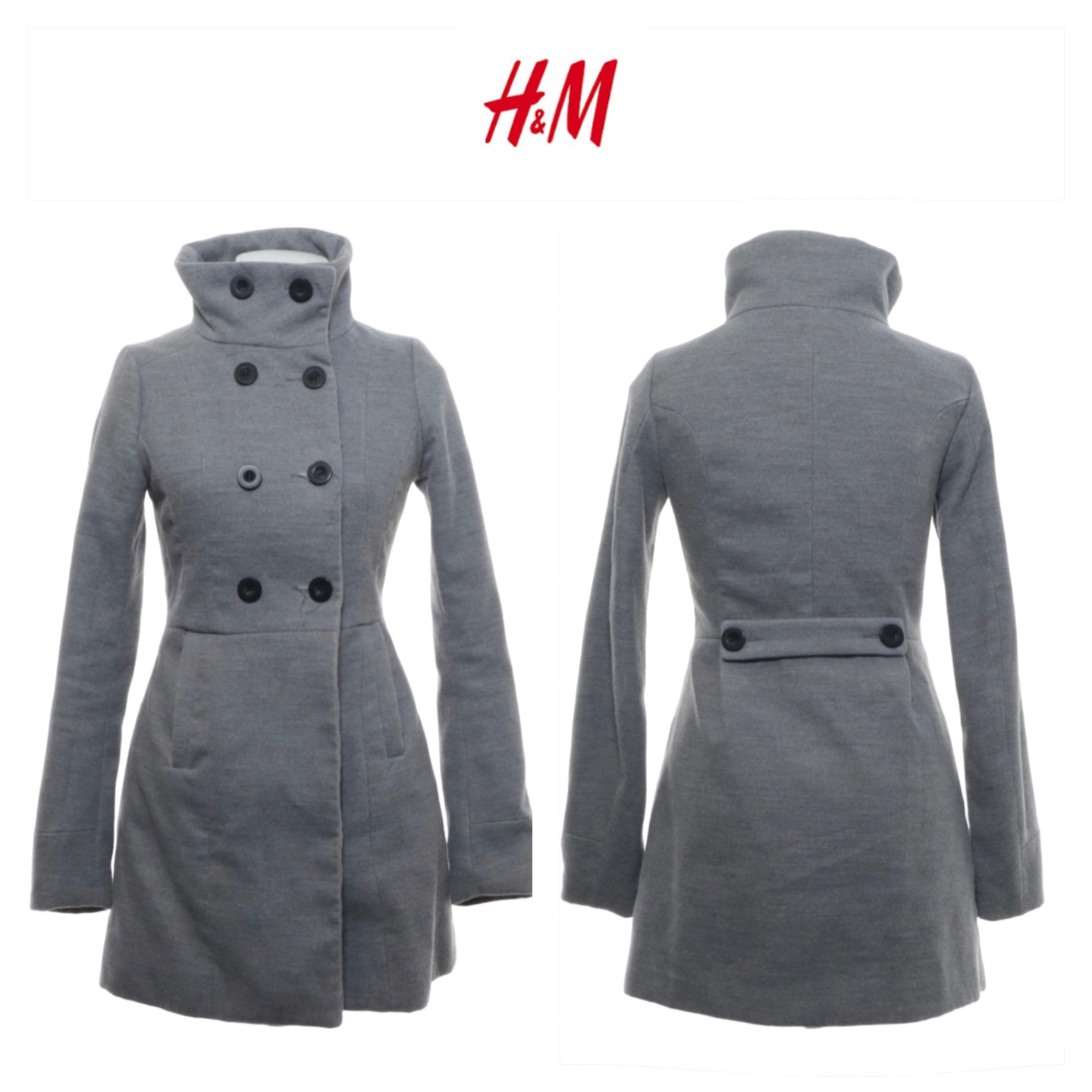 เสื้อโค้ท เสื้อกันหนาว เนื้อผ้าสักหลาด สีเทา แบรนด์ H&M