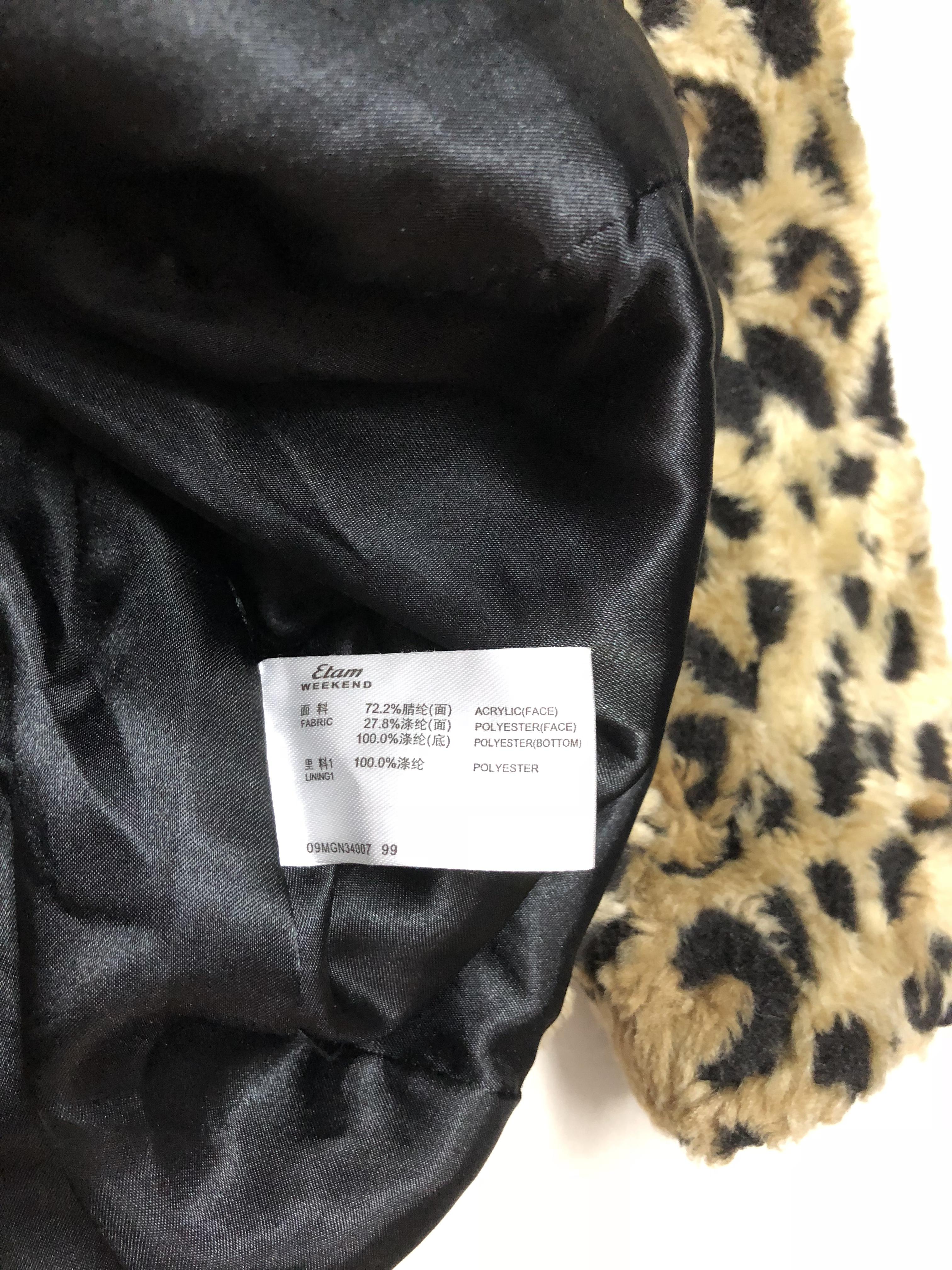 Etam เสื้อกันหนาว ฮูท เสื้อกันหนาวแต่งขน ลายเสือ แบรนด์เนมETAM แท้ งานสวย เนื้อขนนุ่ม หรู มากคะ size S/M ลายเสือ
