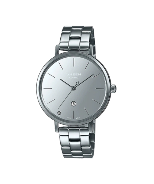 CASIO SHEEN นาฬิกาข้อมือ นาฬิกากันน้ำ นาฬิกาของแท้ ประกันศูนย์ CMG 1 ปี รุ่น SHE-4544D-7A นาฬิกาสีเงิน